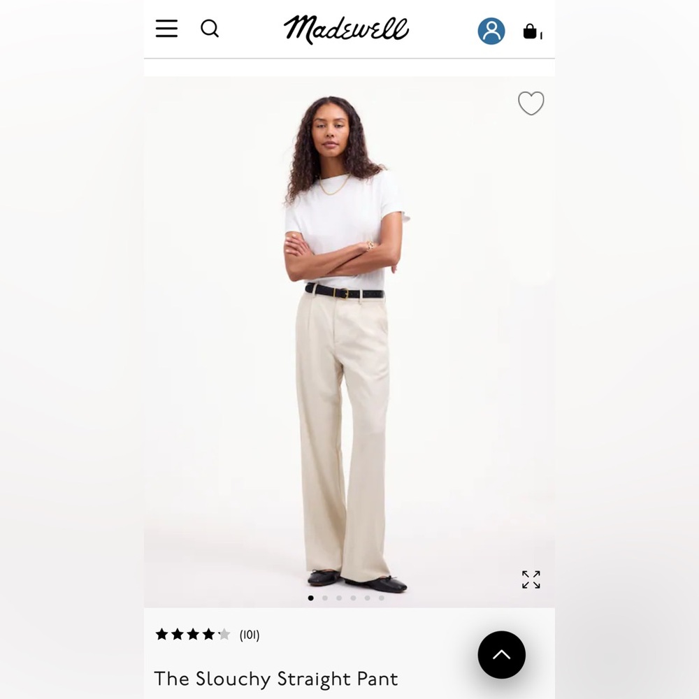 NWT Madewell Slouchy Straight Pant, size 4